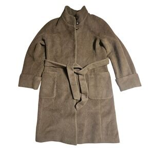 Katherine Kelly Alpaca Wool Wrap‎ Coat Funnel Neck Belted 10 Quiet Luxury